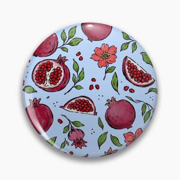 Item preview, Pomegranates & Flowers in Blue designed and sold by PipermintPress.