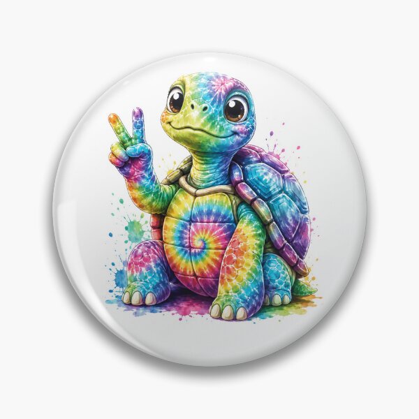 Item preview, Cute Tie Dye Turtle Peace Sign Colorful Watercolor designed and sold by Moizento.
