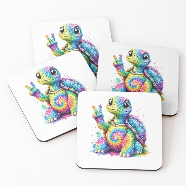 Item preview, Cute Tie Dye Turtle Peace Sign Colorful Watercolor designed and sold by Moizento.