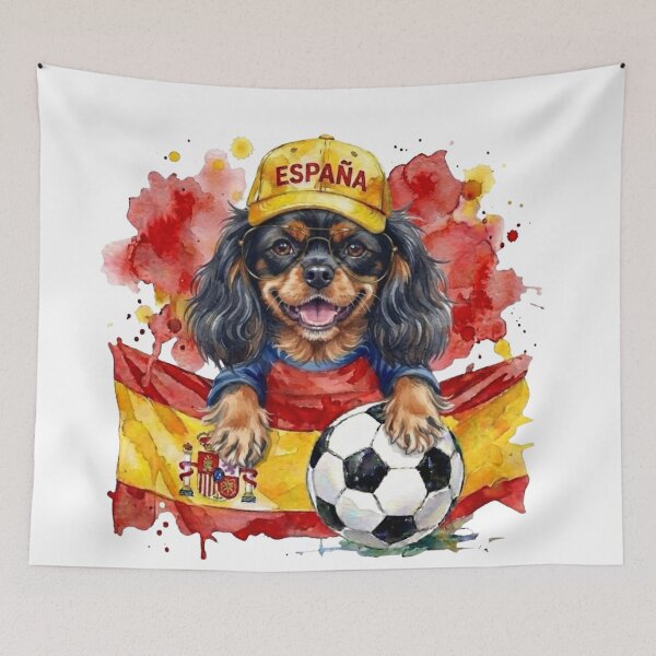 Item preview, Cavalier King Charles spaniel black and tan World Cup Spain Suppawter designed and sold by The Suppawters.