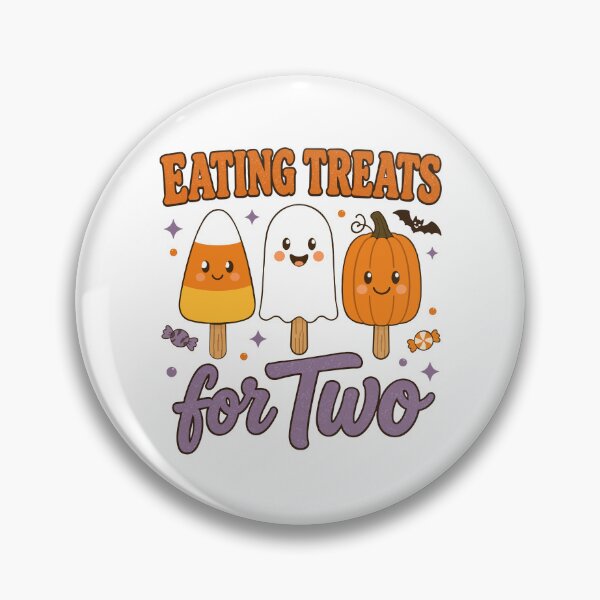 Item preview, Eating Treats For Two Cute Halloween Pregnancy Reveal designed and sold by FreshVibe Prints.