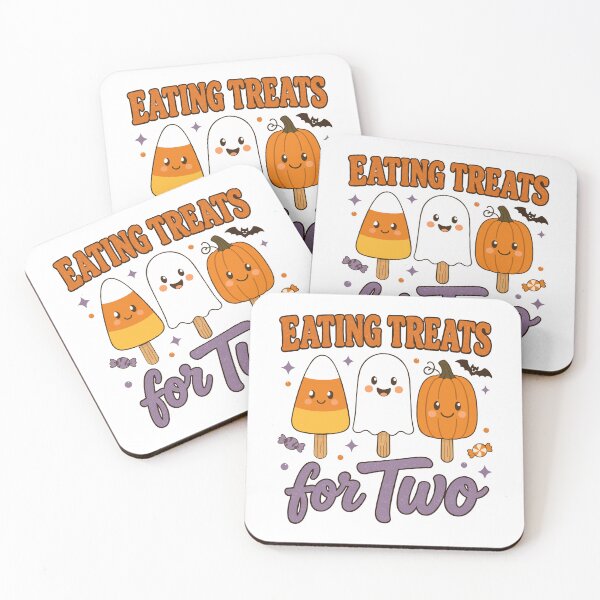 Item preview, Eating Treats For Two Cute Halloween Pregnancy Reveal designed and sold by FreshVibe Prints.