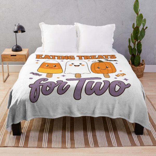 Item preview, Eating Treats For Two Cute Halloween Pregnancy Reveal designed and sold by FreshVibe Prints.
