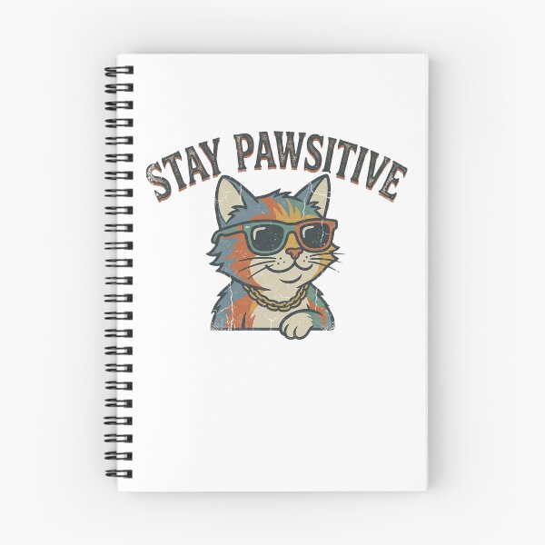 Item preview, Retro Cool Cat "Stay Pawsitive" Vintage T-Shirt Design designed and sold by CatstheticShop1.