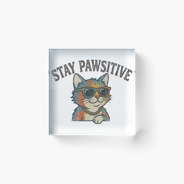 Item preview, Retro Cool Cat "Stay Pawsitive" Vintage T-Shirt Design designed and sold by CatstheticShop1.