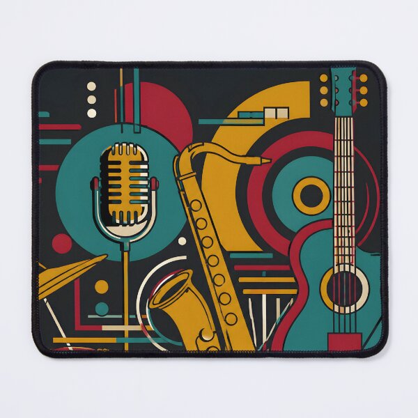Item preview, Retro Jazzy Architecture Art Print | Mid Century Concrete Music Poster | Bauhaus Geometric Saxophone and Guitar Canvas designed and sold by SergioMiklos.