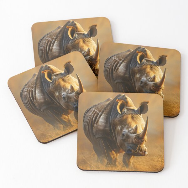 Item preview, White Rhino on African Grassland, Wildlife designed and sold by GuildedWordGraphics.