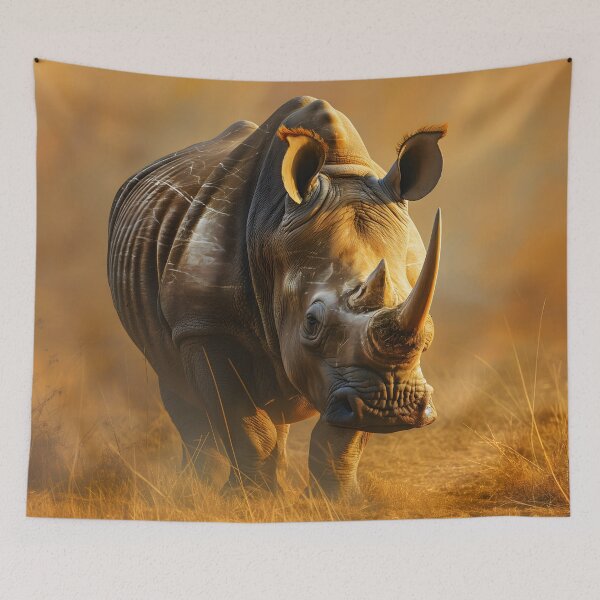 Item preview, White Rhino on African Grassland, Wildlife designed and sold by GuildedWordGraphics.