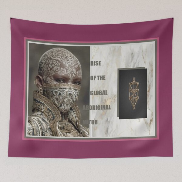Item preview, Mu’ur (UM) Empire™ al-Benhadiel©™ design, Tree of Life, dark lavender background designed and sold by HardyKnitDesign.