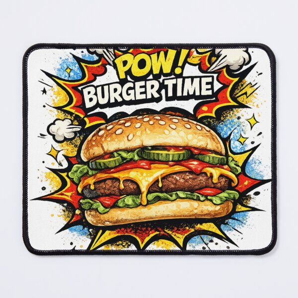 Item preview, POW Burger Time: Comic Book Style Cheeseburger Pop Art Retro Explosion designed and sold by irfanshikh.