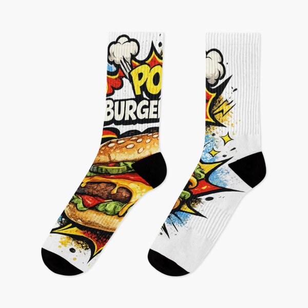 Item preview, POW Burger Time: Comic Book Style Cheeseburger Pop Art Retro Explosion designed and sold by irfanshikh.
