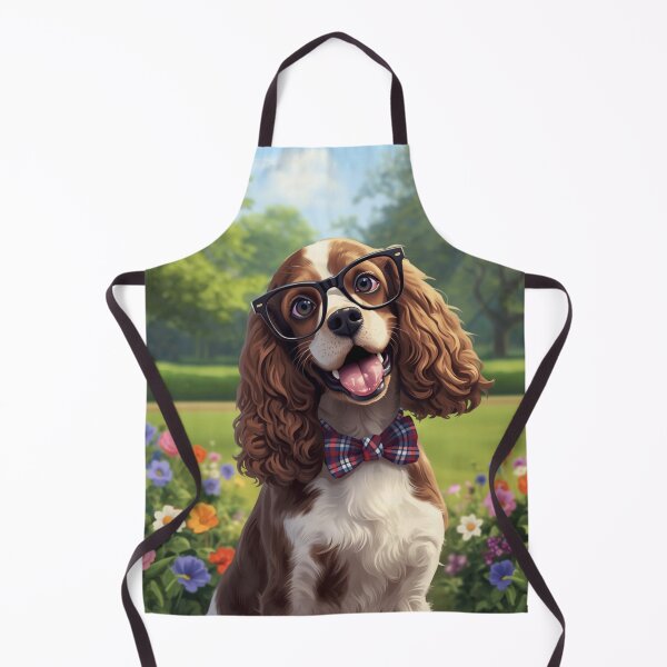 Item preview, A happy summer cocker spaniel among flowers with a butterfly on its neck designed and sold by Kolibra.