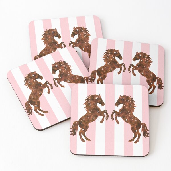 Item preview, Constellation watercolor horses pink stripes designed and sold by Ana Gorozpe.