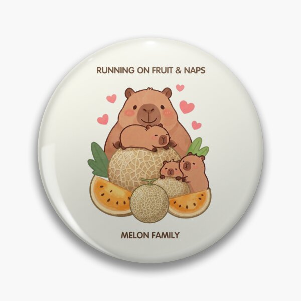 Item preview, Running on Fruit & Naps – Melon Family Cute Capybaras designed and sold by BCapybara.