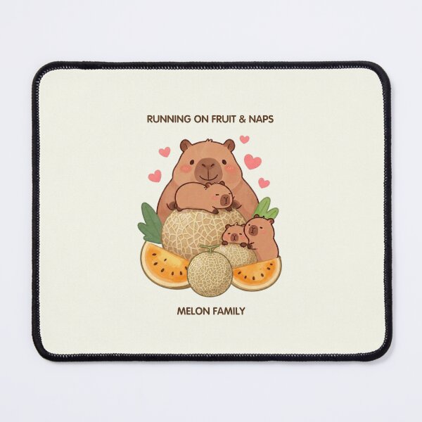 Item preview, Running on Fruit & Naps – Melon Family Cute Capybaras designed and sold by BCapybara.