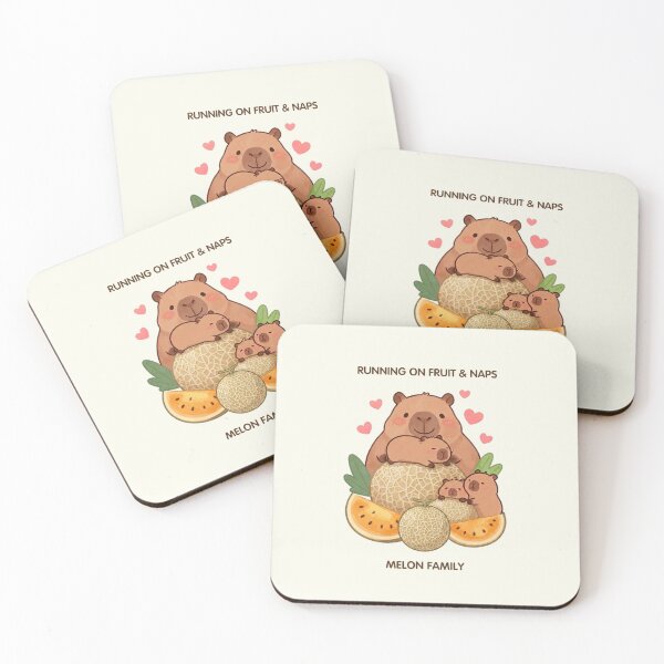 Item preview, Running on Fruit & Naps – Melon Family Cute Capybaras designed and sold by BCapybara.