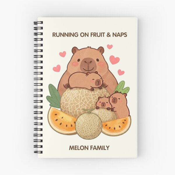 Item preview, Running on Fruit & Naps – Melon Family Cute Capybaras designed and sold by BCapybara.