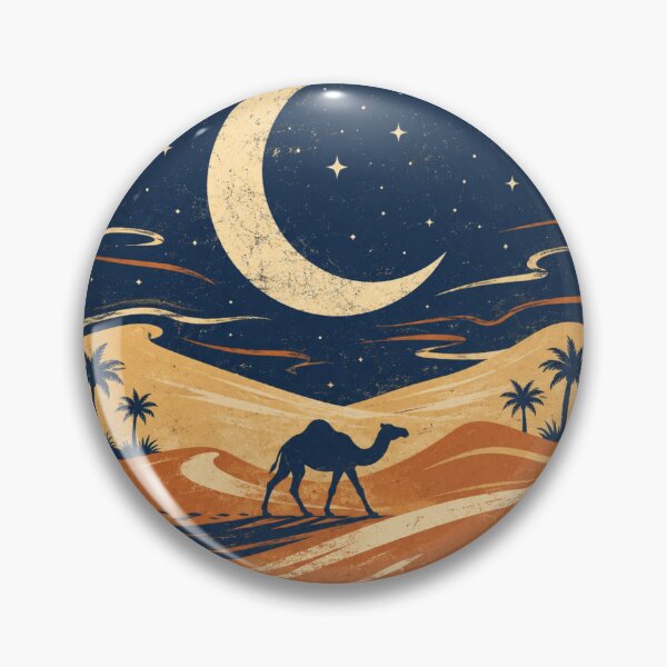 Item preview, Vintage Desert Night T-Shirt – Crescent Moon Camel Silhouette Retro Graphic Tee designed and sold by SnazzyStudio1 .