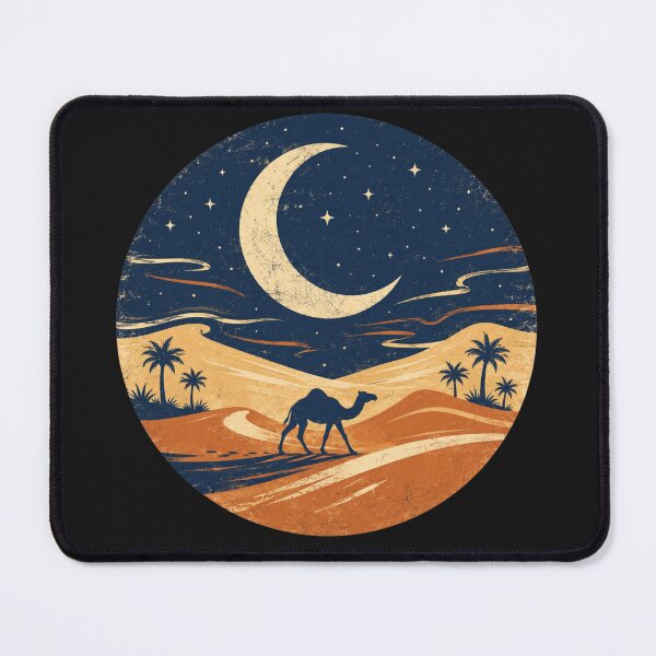 Item preview, Vintage Desert Night T-Shirt – Crescent Moon Camel Silhouette Retro Graphic Tee designed and sold by SnazzyStudio1 .
