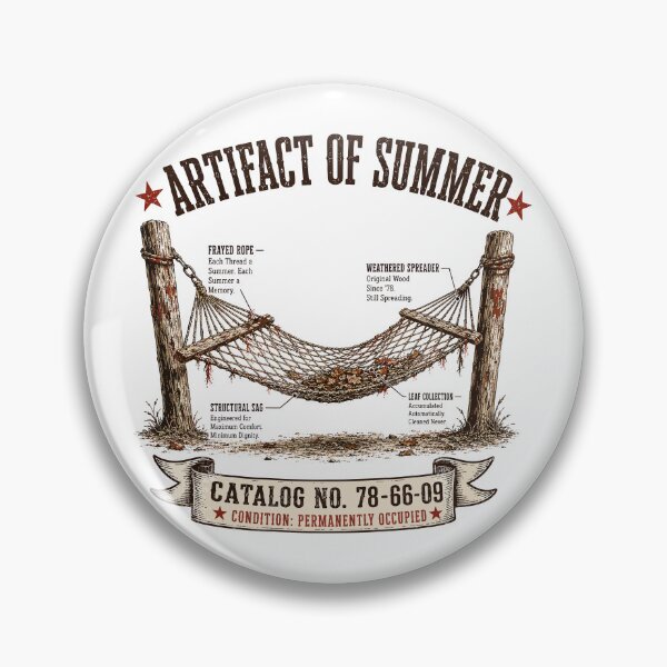 Item preview, Artifact of Summer Vintage Hammock Illustration | Funny Backyard Relaxation Museum Graphic designed and sold by Mikoff04-arts.
