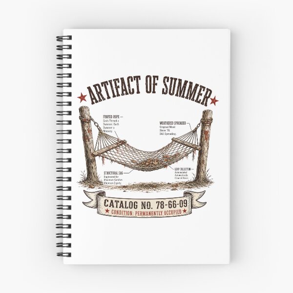 Item preview, Artifact of Summer Vintage Hammock Illustration | Funny Backyard Relaxation Museum Graphic designed and sold by Mikoff04-arts.