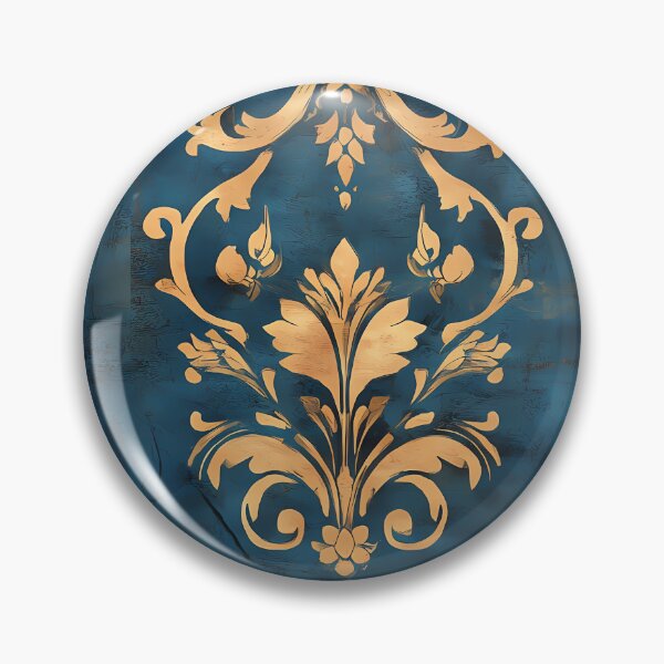 Item preview, Distressed Baroque Damask Pattern Blue Gold designed and sold by Tammy Winand Arts.