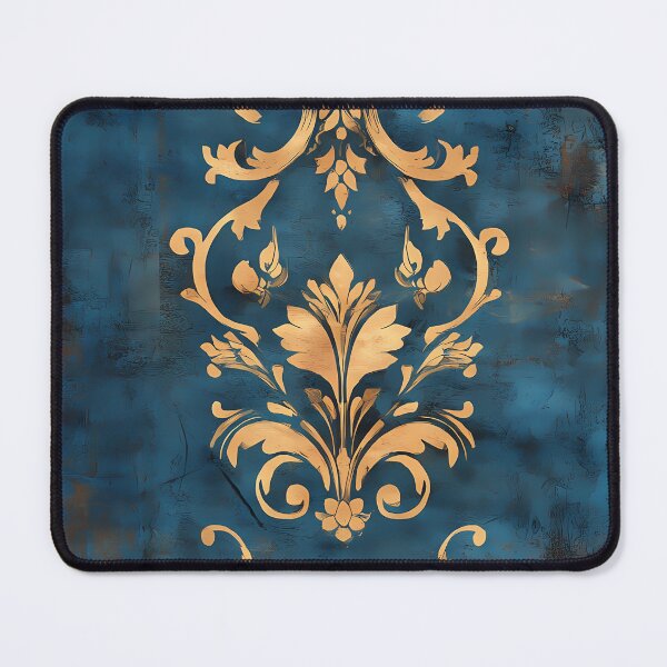 Item preview, Distressed Baroque Damask Pattern Blue Gold designed and sold by Tammy Winand Arts.