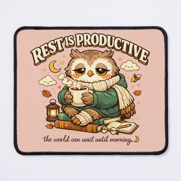 Item preview, Rest Is Productive Cute Sleepy Owl Hoodie Design Cozy Introvert Owl Self Care Sticker designed and sold by Artistry in Motion by MADsrecreation.
