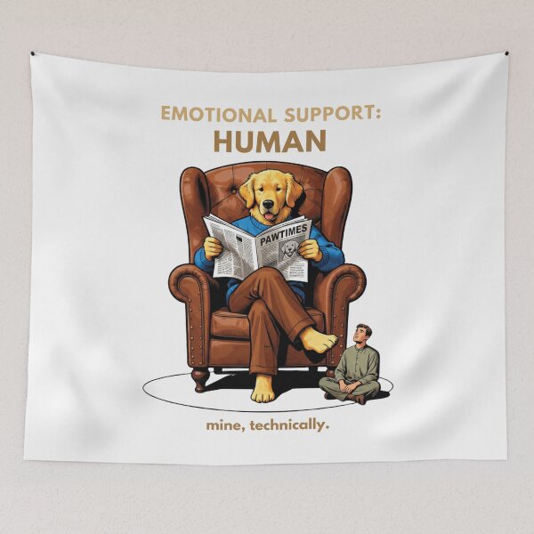 Item preview, Emotional Support Human Funny Dog Ironic Role Reversal on white designed and sold by The Fine Print by BassAddict.