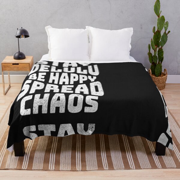 Item preview, Stay Delulu Be Happy Spread Chaos Funny Retro Typography T-Shirt designed and sold by QuirkyCloud Designs.