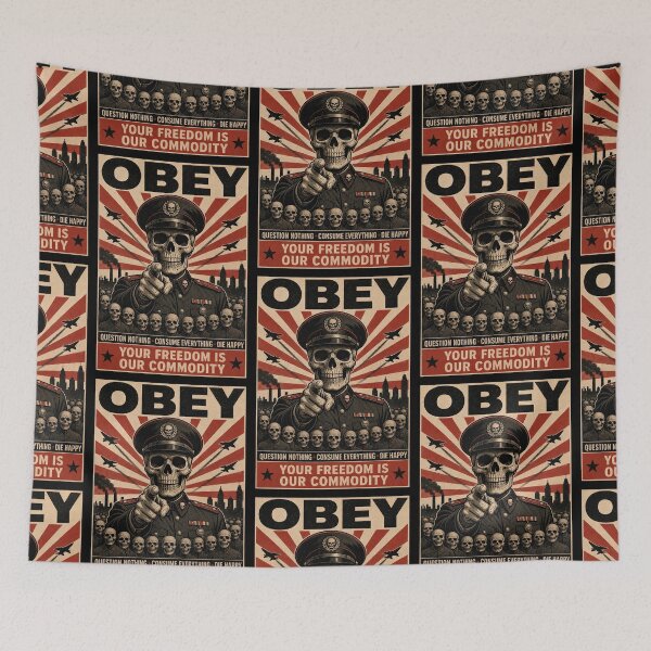 Item preview, Skull Military Propaganda Poster Parody designed and sold by TeeARTHY.