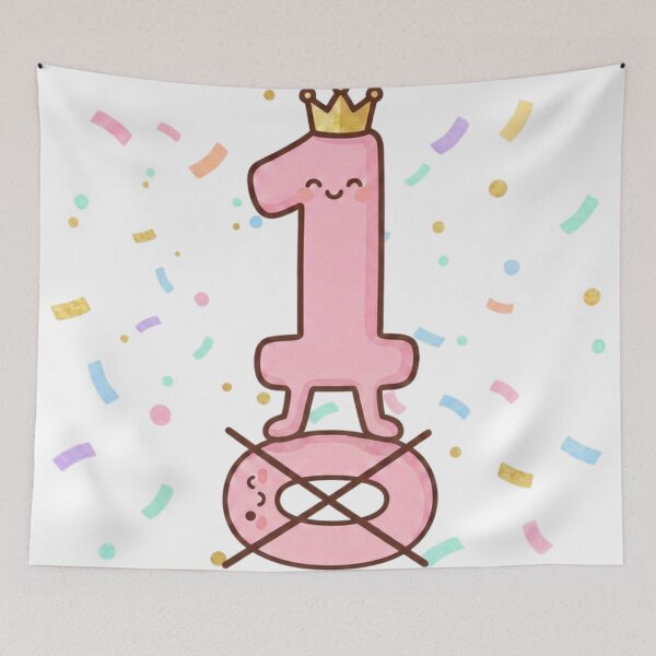 Item preview, Baby Bodysuit for a Girl's 1st Birthday - Kawaii Crown Confetti designed and sold by LitlleBianca.