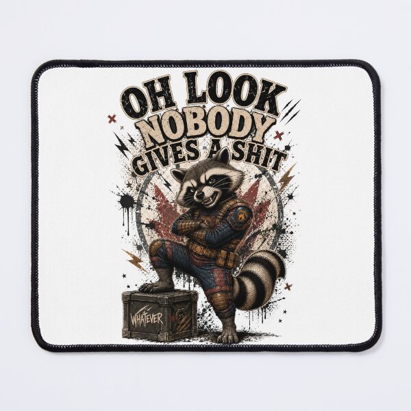 Item preview, Oh Look Nobody Gives a Shit Funny Raccoon Vintage Graphic T-Shirt designed and sold by QuirkyCloud Designs.