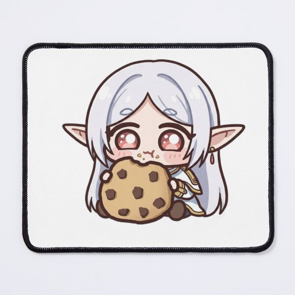 Item preview, Frieren eating a cookie Kawaii - A Thousand Years of Magic Chibi Aesthetic designed and sold by TheStickLab.
