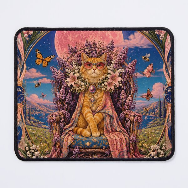 Item preview, The Cat King on the Lilac Throne - Pink Moon and Magic Garden designed and sold by Natalia-Vlad.