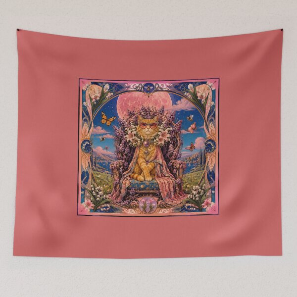 Item preview, The Cat King on the Lilac Throne - Pink Moon and Magic Garden designed and sold by Natalia-Vlad.