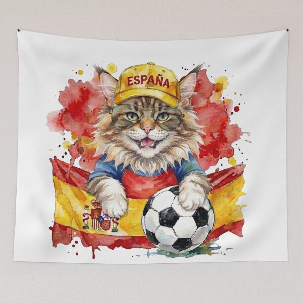 Item preview, Maine Coon cat World Cup Spain Suppawter designed and sold by The Suppawters.