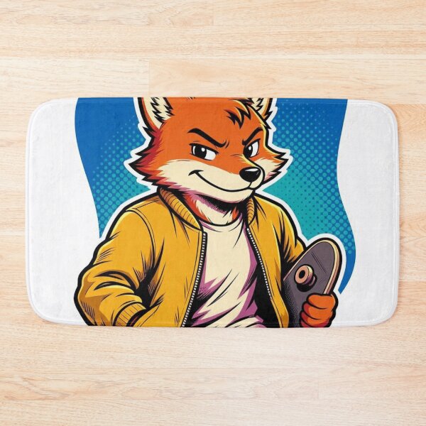 Item preview, Cool Skater Fox Retro Cartoon Illustration designed and sold by ElvisVintagePosters.