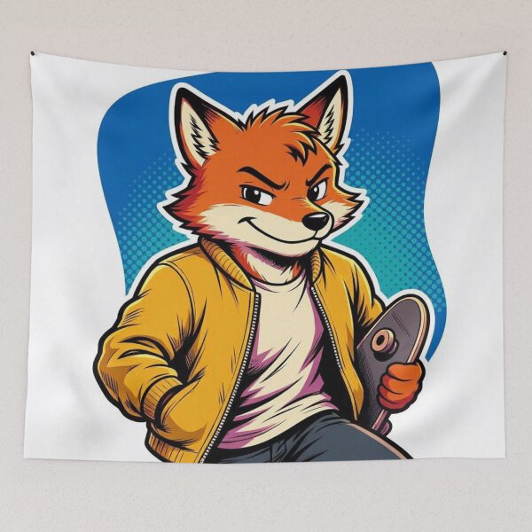 Item preview, Cool Skater Fox Retro Cartoon Illustration designed and sold by ElvisVintagePosters.