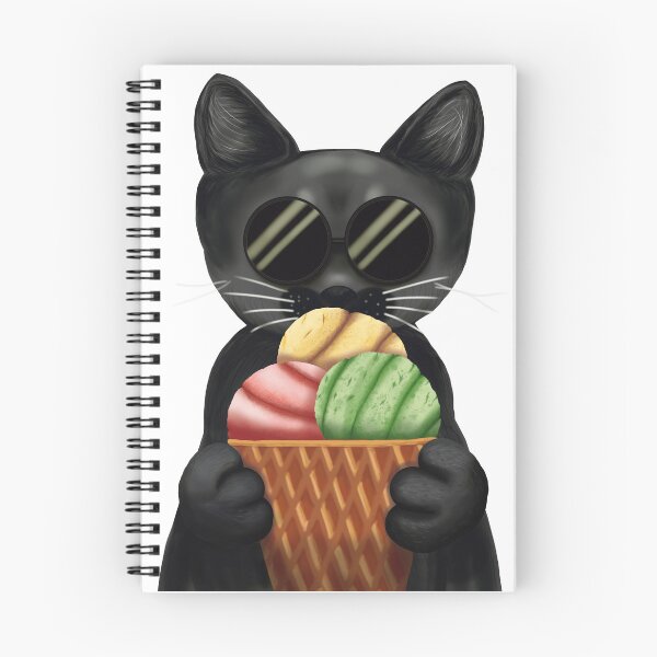 Item preview, Cool Black Cat Ice Cream Kawaii Dessert Cute Illustration designed and sold by More Prussian Blue.