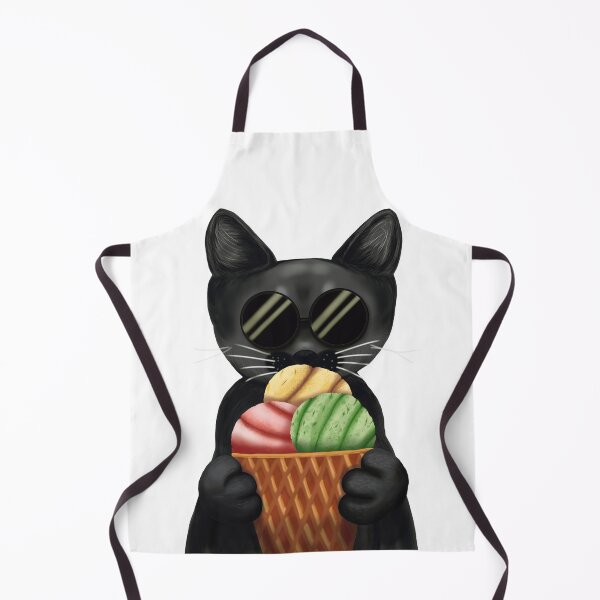 Item preview, Cool Black Cat Ice Cream Kawaii Dessert Cute Illustration designed and sold by More Prussian Blue.