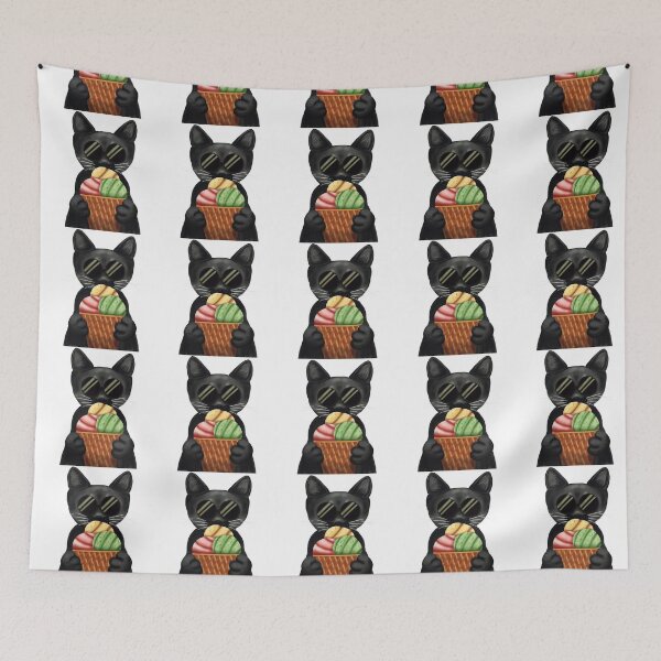 Item preview, Cool Black Cat Ice Cream Kawaii Dessert Cute Illustration designed and sold by More Prussian Blue.