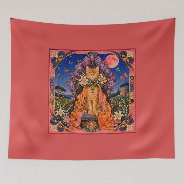 Item preview, The Majestic Cat - Lilac Garden under the Pink Moon designed and sold by Natalia-Vlad.