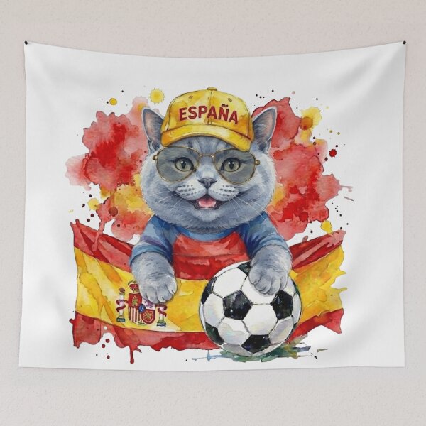 Item preview, British short hair cat World Cup Spain Suppawter designed and sold by The Suppawters.