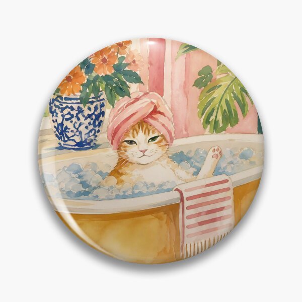 Item preview, Chinoiserie Cat Bathtime designed and sold by Magnolia Valley Art.