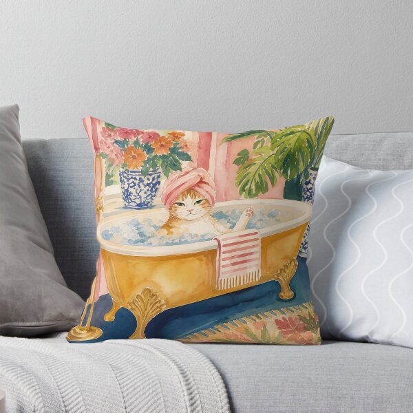 Item preview, Chinoiserie Cat Bathtime designed and sold by Magnolia Valley Art.