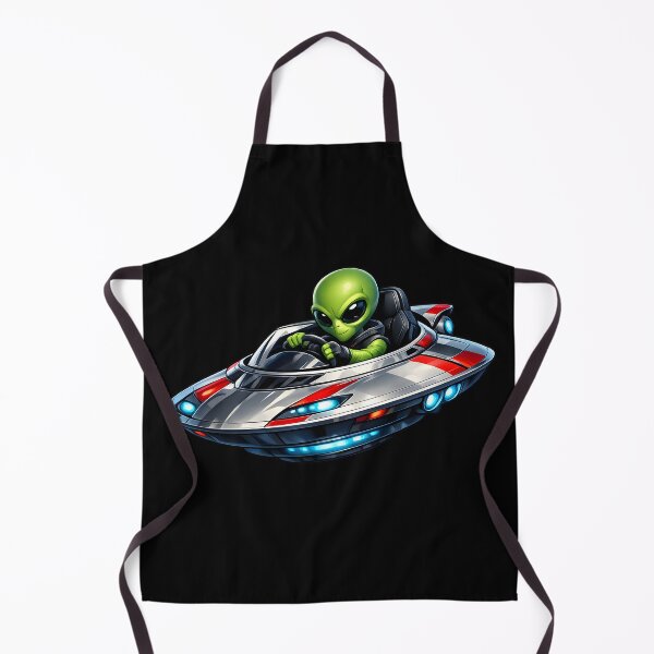 Item preview, Alien Driving a Flying Saucer Like a Sports Car | Premium UFO Cartoon Illustration designed and sold by builtforyou.