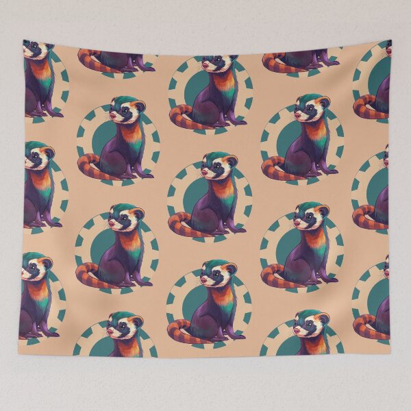 Item preview, Abstract Colorful Ferret with Geometric Background designed and sold by Szpaku desart .