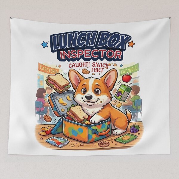 Item preview, Funny Corgi Lunch Box Inspector Shirt, Caught Snack Thief Cafeteria Corgi Tee, Unique Corgi Back to School Gift for Dog Lovers designed and sold by Wearable Canvas...