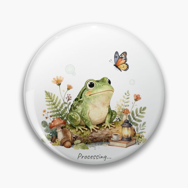 Item preview, Processing... | Cute Cottagecore Frog Watercolor Sticker | Cozy Woodland Frog Art designed and sold by Cozy Chaos Studio Co.